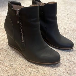 Black leather booties
